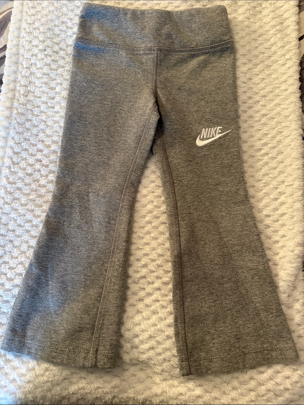 Nike Kids Gray Flare Sweatpants with White Logo